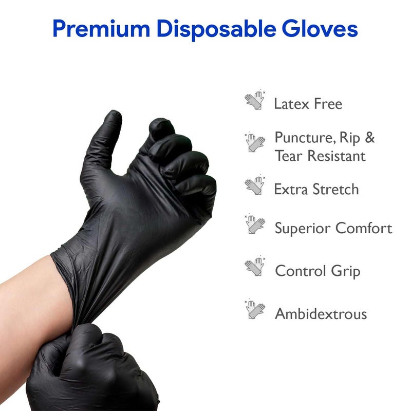 ProCure Black Nitrile Disposable Gloves Medium | 200-Pack | Latex-Free for Medical, Surgical, Cleaning, Food Prep, Cooking, Tattoo - Image 5